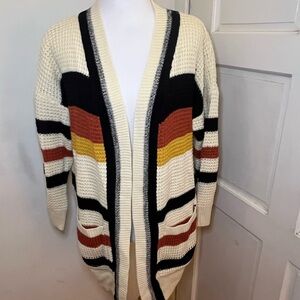 Fall Striped Waffle Knit Cardigan